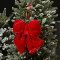 Élégant nœud de Noël en flanelle rouge, pendentif en forme de papillon, 14x12cm, style européen, décorations de mariage durables, arbre de Noël