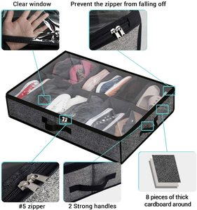 Foldable Under Bed <b>Shoe</b> Storage Organizer Fit 12 to 24 Pairs Underbed <b>Shoes</b> Storage <b>Box</b> With <b>Clear</b> Window - Product Image 2