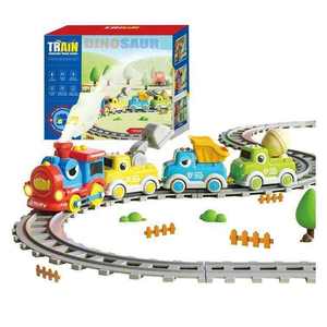 Jouets de train à thème dinosaure pour enfants, ensemble de 4 voitures d'ingénierie, circuit de course à thème dinosaure pour enfants - Product Image 1