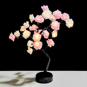 Adorno de lámpara negro fondo redondo color rosa árbol luz Mesa decoración regalo Uionen 2200 - Product Image 3