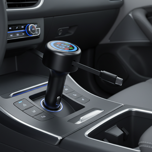 Chargeur de voiture rétractable 4 en 1 Starlight 65W USB-C PD avec port Type C et câble rétractable - Product Image 2