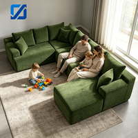 Canapé d'angle convertible moderne sur mesure vert, emballé sous vide, pour salon d'appartement, ensemble de meubles en gros