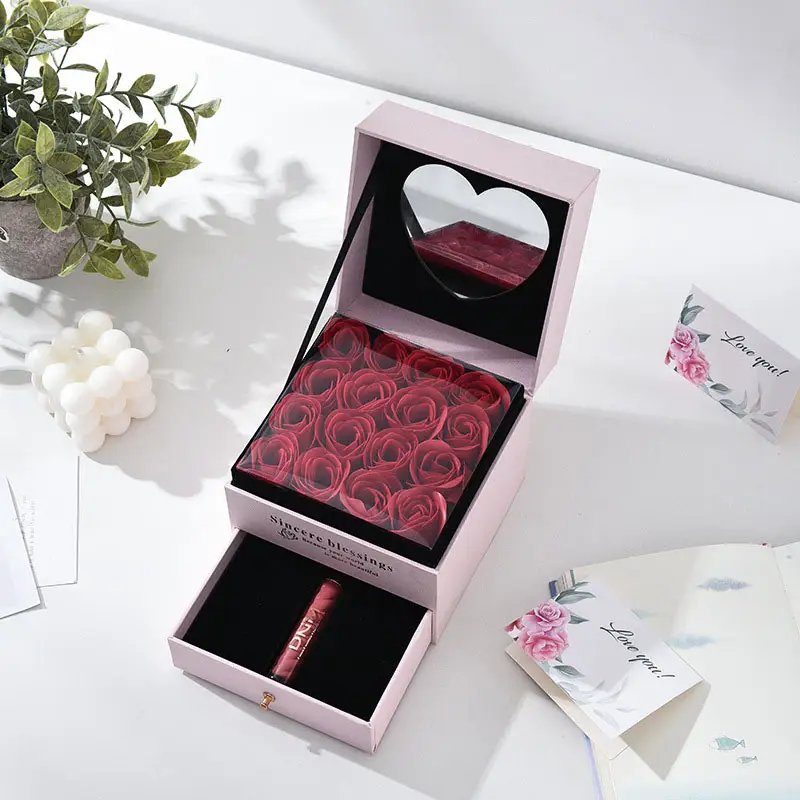 Beautiful luxury blue black rose flower gift box