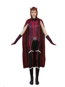 Nuevo disfraz de película, conjunto completo de bruja, disfraces de Halloween para adultos, trajes de vestir, disfraz de Cosplay <span class=keywords><strong>Wanda</strong></span> Maximoff para mujer, capa roja - Product Image 4