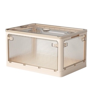 Folding Storage <b>Bins</b> Plastic Storage Containers with Wheels Four <b>Doors</b> Foldable Stackable for Organization Storage Cart - Product Image 5