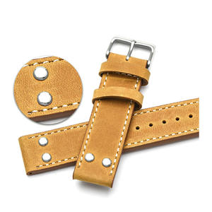 Bracelet de montre en cuir de qualité supérieure 20MM 22MM <span class=keywords><strong>Chrono</strong></span> Sport Series Rivet Bracelet de montre en acier - Product Image 3