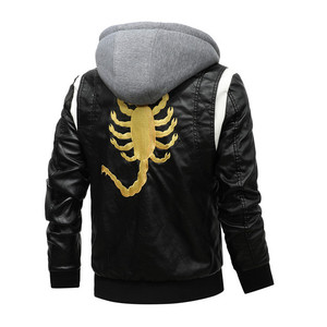 OEM-<span class=keywords><strong>chaqueta</strong></span> con capucha de escorpión para <span class=keywords><strong>hombre</strong></span>, <span class=keywords><strong>chaqueta</strong></span> con bordado de escorpión, ajustada, de <span class=keywords><strong>cuero</strong></span>, para Otoño e <span class=keywords><strong>Invierno</strong></span> - Product Image 1