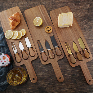 Acacia Wood Cheese <b>Board</b> Set With 3 Stainless Steel <b>Tools</b> For Serving And Cutting Cheese - Product Image 2