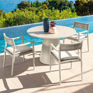 Silla de Comedor para Exteriores, <span class=keywords><strong>Mesa</strong></span> Rectangular Sin Vidrio, Muebles de Patio, Silla de Mimbre, Junto a la Piscina - Product Image 2