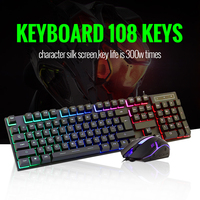 Clavier et souris de jeu rétroéclairés par LED RVB colorés, ensemble de bureau de niveau débutant