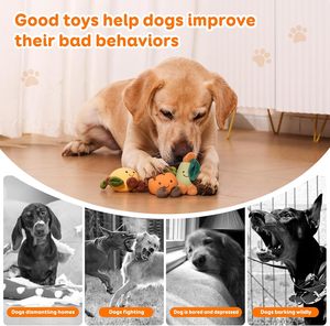 Squeaky Plush Dog Toy Indoor Play Cute Orange Shape Chew Toy para perros pequeños - Product Image 2