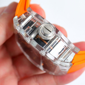 Men's Samurai Style Transparent Crystal <b>Skeleton</b> Mechanical <b>Watch</b>, Torn-Shaped <b>Automatic</b> <b>Watch</b> - Product Image 5