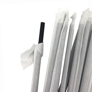 Free Samples 6 mm Wide 10 inch Black Individual Wrapping Long Paper Straws, Drink Straw Wrapping Paper