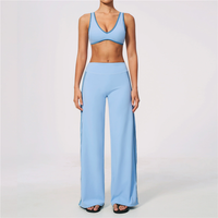 Ensemble de yoga amincissant ZC3588 pour femme, séchage rapide, coupe ajustée, pantalon large, soutien-gorge de sport, tenue de sport OEM