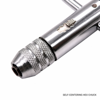 Kunci Tap Ratchet Gagang T 108mm Ringkas M5-M12 Metrik, Chuck Hex Self Centering, Alat Tap Tangan Reversibel
