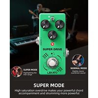 Гитарная педаль LEKATO Two-Mode Overdrive, миниатюрная аналоговая, с технологией True Bypass, питание от постоянного тока, для электрогитары, режимы SUPER/NORM, аксессуар