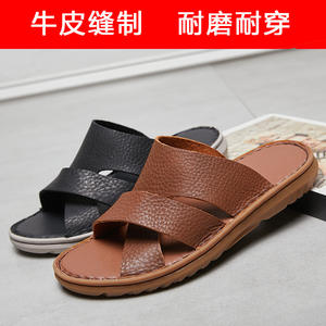 Sandales ouvertes en cuir véritable pour hommes, vente en gros d'usine, abordables, été 2026, semelle légère et souple, chaussures décontractées pour hommes - Product Image 5