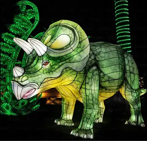 OEM/ODM desain modis buatan tangan lentera tema Jurassic Park lentera dinosaurus kustom dekorasi pesta tema hutan