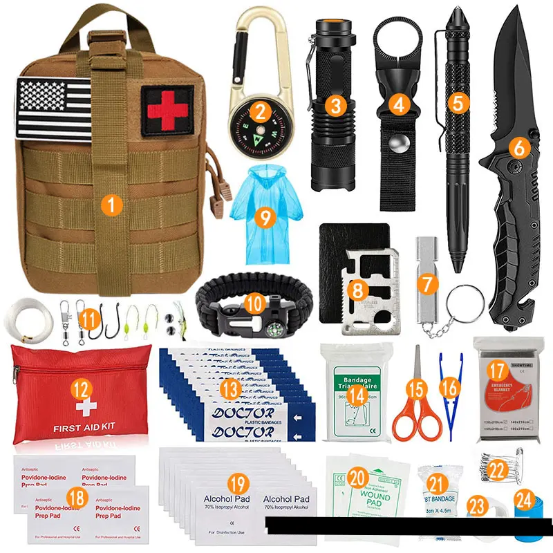 Набор для выживания, коробка для путешествий и кемпинга, сумка для оказания первой помощи, набор для оказания первой помощи, набор для кемпинга с оборудованием для оказания первой помощи