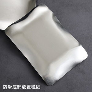 Stainless Steel Barbecue Plate Rectangular Gold Shallow Dish For Hotel Meals Dinnerware - Product Image 2