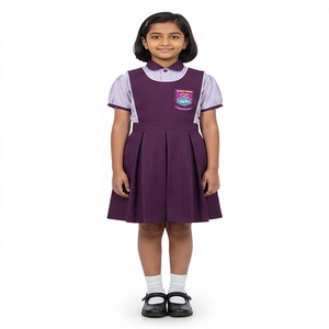 Girls Primary School Uniform Set Teal Plaid <b>Skirt</b> Cotton Woven Polo Shirt With Bow Detailing - Product Image 6