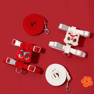 HIPHOPPET 2025 Correa y Collar Ajustables con Diseño <span class=keywords><strong>de</strong></span> Danza del León para Mascotas Pequeñas y Medianas, para Paseos al Aire Libre - Product Image 1