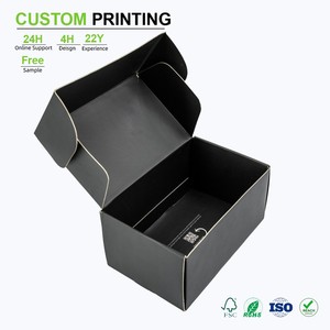Boîtes de produits cosmétiques en carton ondulé recyclable, bon emballage avec impression pour l'emballage de vêtements, boîte à chaussures noire - Product Image 1