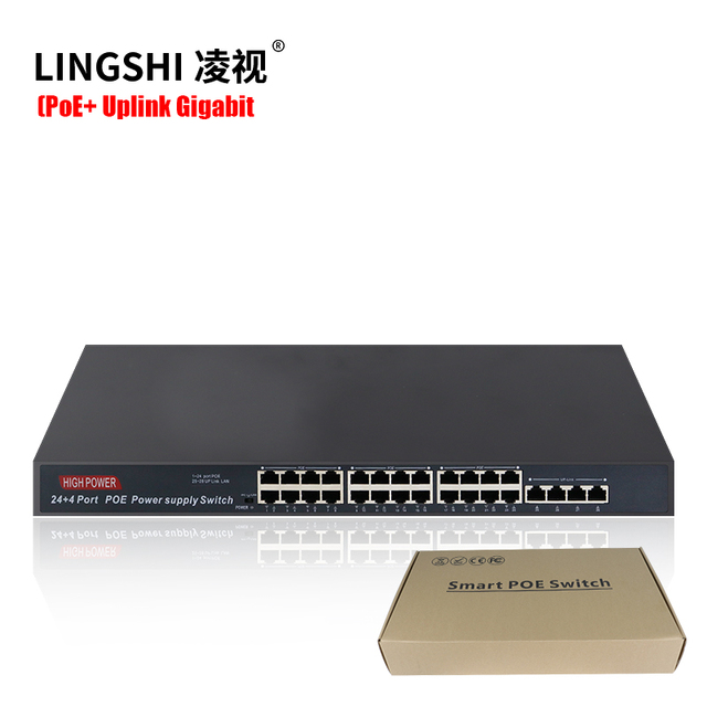 Unmanaged Industrial PoE Switch 24*10/100 RJ45 Ports and 4*1000M Uplink Ports with Active