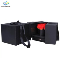Boîte à fleurs personnalisée de luxe faite à la main pour la Saint-Valentin Cube rose sèche boîte-cadeau intérieur de tiroir en carton Cube papier gaufrage impression