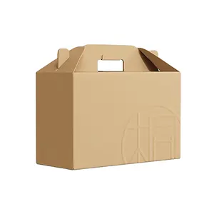 Boîte en papier ondulé avec poignée d'emballage de gâteaux alimentaires, taille personnalisée, impression de logo personnalisée