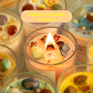 Velas Aromáticas de Cera de Soja Hechas a Mano con Cristales, Mecha de Madera y Flores Secas de Colores para el Hogar, Venta al Por Mayor de Fábrica - Product Image 6