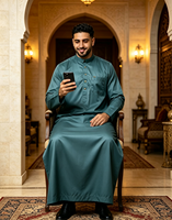 CCY Thobe en tissu brillant pour hommes, style saoudien, Jubbah islamique, Kandura, Robe musulmane algérienne, Robe de prière