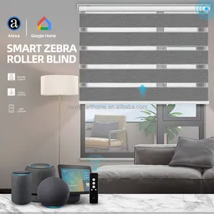 Deyi Alexa Google Zebra двойные рулоны моторизованные светонепроницаемые роликовые смарт-жалюзи