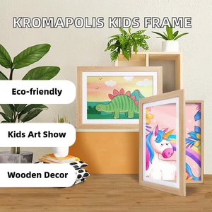 Cornice Rettangolare in Legno Kromapolis 2 Pezzi <span class=keywords><strong>per</strong></span> <span class=keywords><strong>Disegni</strong></span> dei Bambini, Formato A4, in MDF Ecologico, Colore Naturale, Verticale, <span class=keywords><strong>per</strong></span> <span class=keywords><strong>Collage</strong></span> Artistici e Foto - Product Image 2