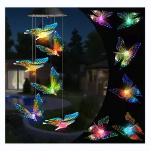 Kleurrijke Zonne-Wind Gong Outdoor Waterdichte Vlinder Led, De Beste Decoratie Voor Huizen En Tuinen