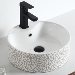 <span class=keywords><strong>Lavabo</strong></span> de baño de cerámica dorado de lujo moderno, <span class=keywords><strong>lavabo</strong></span> <span class=keywords><strong>circular</strong></span> redondo de un solo orificio para el hogar, apartamento o Hotel - Product Image 5