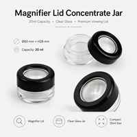 Tarro de cristal redondo a prueba de fugas con tapa de aumento, resistente a niños, para concentrado de cera, extracto, resina viva, 20ml 1g, Cali Jar