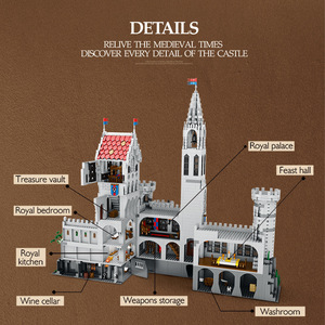 Blocs de construction en plastique Reobrix Château du Roi 55016, modèle architectural du XIXe siècle européen, jouet pour les 10 ans et plus, assemblage DIY - Product Image 4