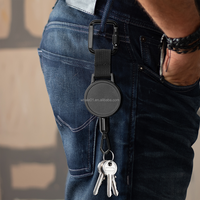 Porte-clés rétractable personnalisé avec logo, mousqueton carré noir, étui de téléphone, joint d'étanchéité, cordon de cou, randonnée, suspension mobile, 60 cm