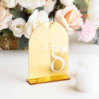 JIN PENG Plaque de table personnalisée en acrylique blanc en forme d'arche avec impression UV pour mariage, fête, événement, indication des places