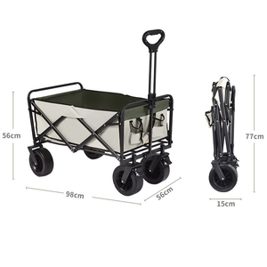 <strong>Folding</strong> Utility <strong>Wagon</strong> <strong>Heavy</strong> <strong>Duty</strong> Collapsible Cart with All Terrain Wheels and Adjustable Handle - Product Image 2
