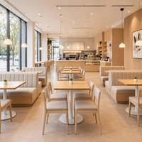 Table de café en bois, banquette rembourrée pour restaurant, ensemble de chaises de salle à manger pour café, bistrot
