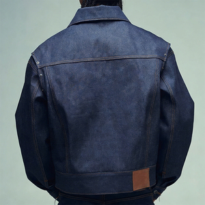 Chaqueta de mezclilla de algodón lavada para hombre, estilo japonés, de peso pesado, con botones, corte holgado, vintage, informal, con dobladillo sin rematar, resistente al viento - Product Image 2