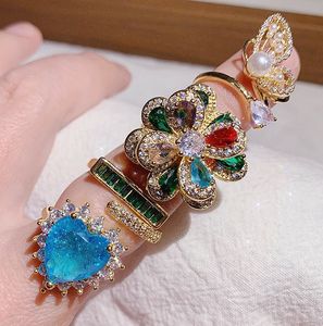 Sparkling Micropaved Micro-Inlaid Zircon Colorful <b>Ring</b> Gold Plated <b>Ring</b> Cz Zircon Mix Gemstone Opening <b>Adjustable</b> <b>Ring</b> for Women - Product Image 6