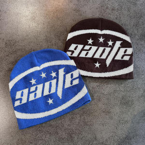 قبعة بيني شتوية محبوكة بشعار جاكار مخصص للجنسين، أضف تصميمك الخاص، قبعة بيني على طراز Y2k - Product Image 4