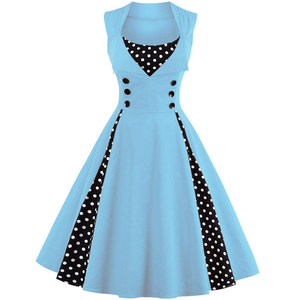 Robe mi-longue rétro vintage pour femmes Rockabilly Dot Swing <span class=keywords><strong>Pin</strong></span> <span class=keywords><strong>up</strong></span> Summer Party Dresses Elegant Tunic Casual - Product Image 5