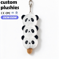 Porte-clés en peluche Panda empilé doux et moelleux, avec visage brodé adorable, idéal pour la décoration de sac à dos - Vente chaude