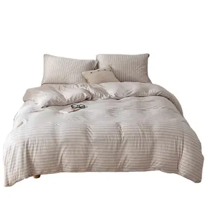 cobertores de cama Custom 4pcs Fitted Bedsheet Duvet Cover Pillow Case 100% Cotton Bedding Set Organic Eco-Friendly Fabric