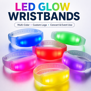 Pulsera LED reutilizable con luz ajustable, personalizable con impresión, para carrera nocturna, maratón, fiesta, evento, recuerdo. - Product Image 1