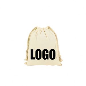 Custom logo Natural Color Canvas Cotton <b>Bag</b> Double <b>String</b> Shoe Dust Drawstring Shopping <b>Bag</b> - Product Image 2